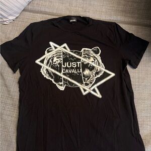 Just Cavalli Black Tee with Tiger Design
